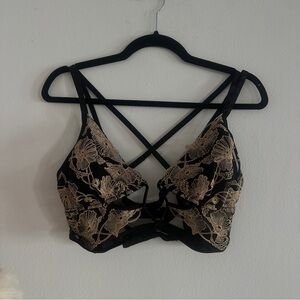 Elegant Black and Gold Lace Bralette